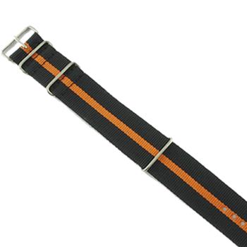 Sort-orange-sort nato urrem 24 mm med spænder af blankt stål